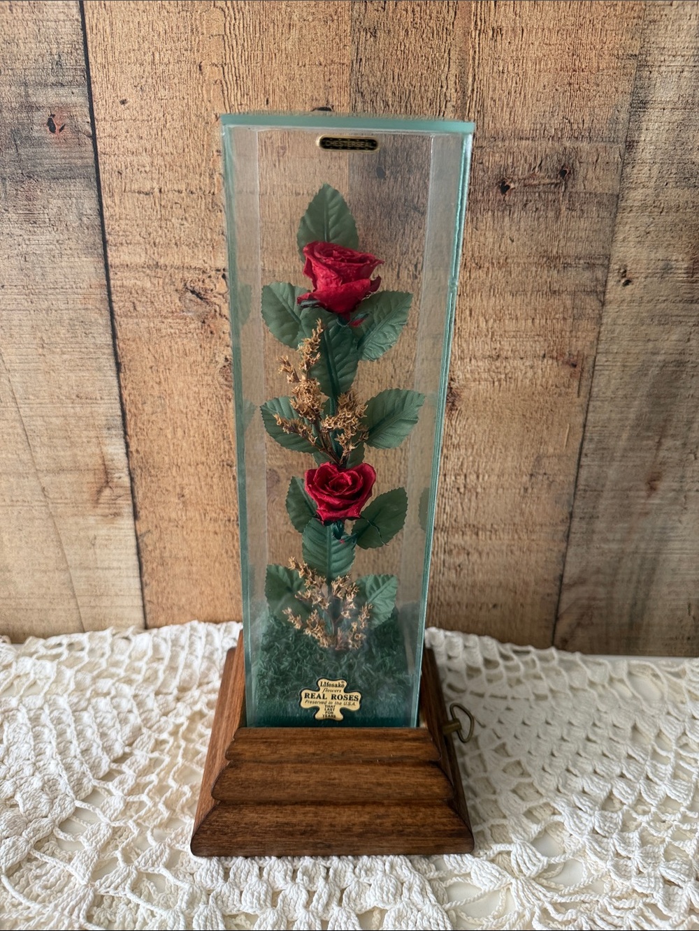 Vintage Chesterseal Lifesake Flowers Real Roses Music Box